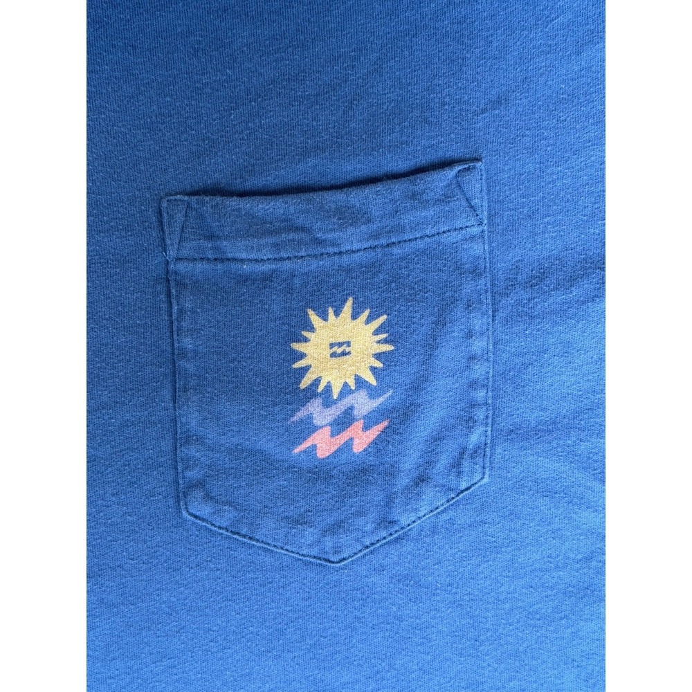 Billabong Mens XL Blue Pocket Graphic T-Shirt Premium Tee Surf Sun Wave 1973 - Picture 4 of 7